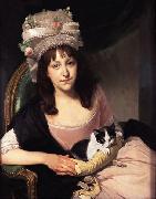 Johann Zoffany Portrait of Sophia Dumergue holding a cat oil on canvas